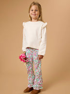 Girls Ivory Knit Flutter Sweatshirt