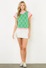 Pattern Knit Cap Sleeve Top