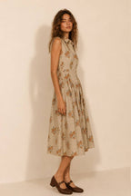 FLORAL PRINT MIDI SHIRT DRESS