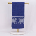 Crab Border Jacquard Hand Towel   Navy/White   20x28
