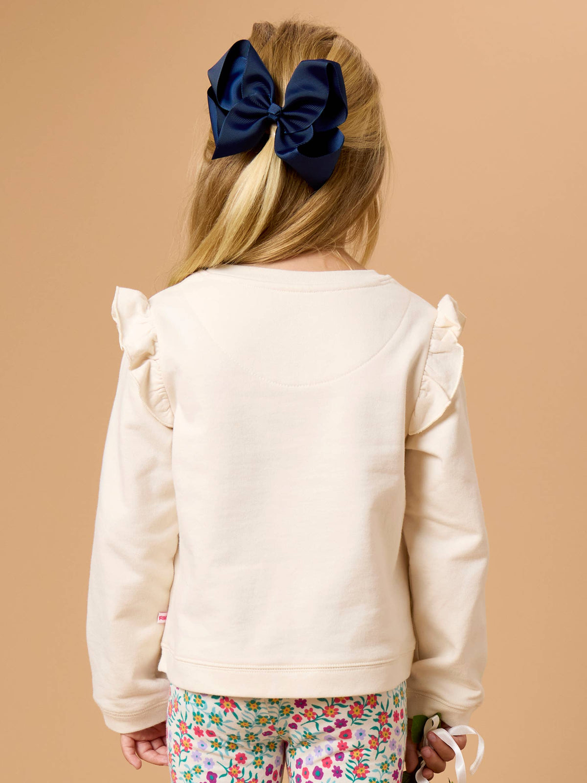 Girls Ivory Knit Flutter Sweatshirt