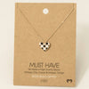 Gold Dipped Epoxy Checkered Heart Pendant Necklace