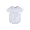 White Collared Button Romper with Bonnet