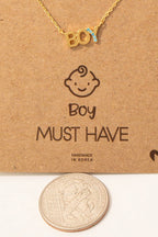 Gold Dipped Cz Studded Boy Pendant Necklace