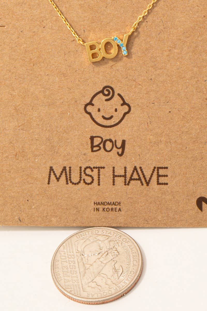 Gold Dipped Cz Studded Boy Pendant Necklace