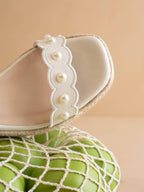 The Catalina | White Scalloped Espadrille Wedge for Summer