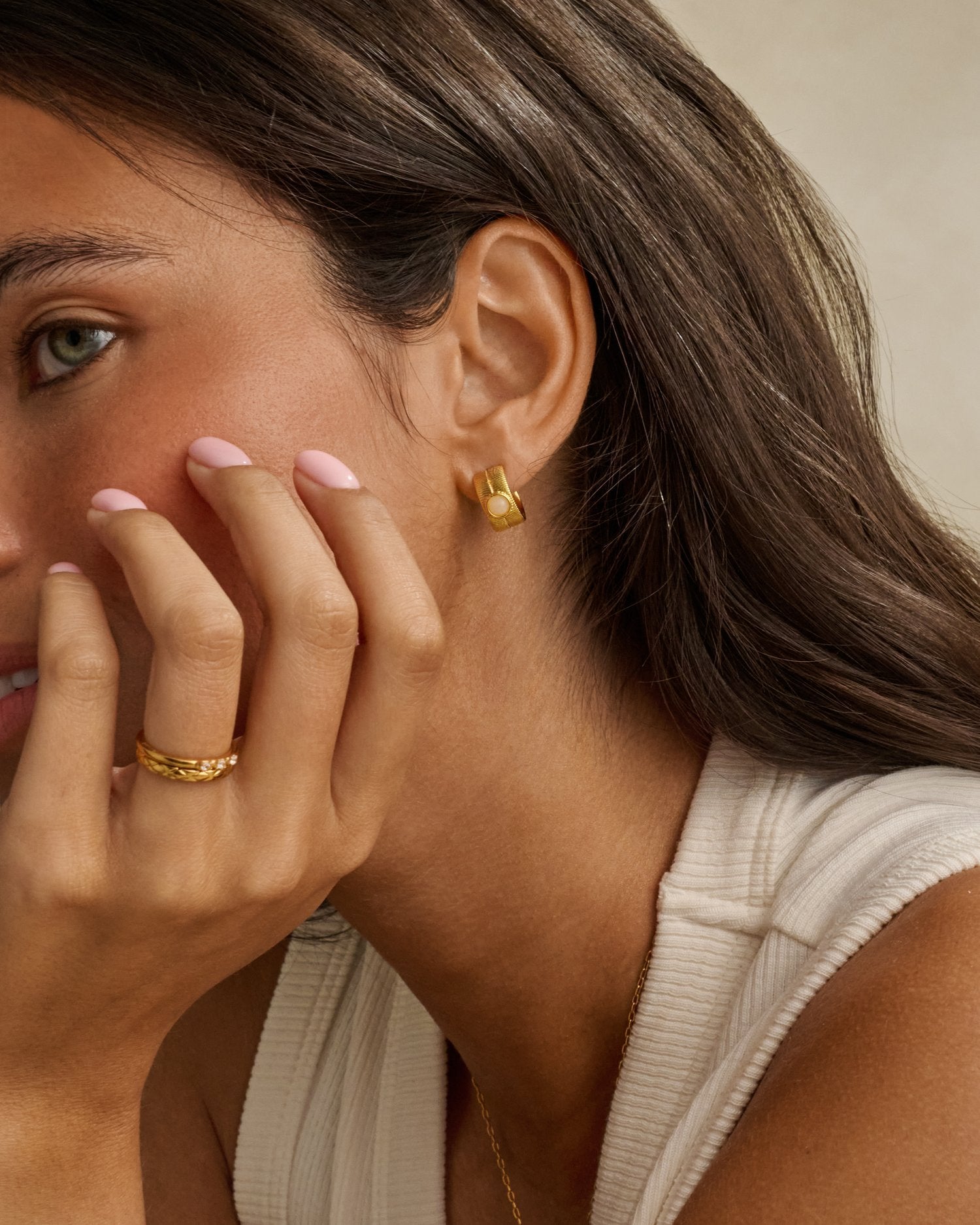Birthstone Hoop Earrings April