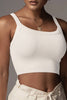 U-neck thread knit solid color short crop slim-fit vest