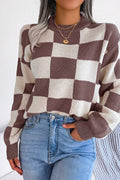 WOMEN PATCHWORK PATTERN LOOSE FIT KNITTED - Little Jill & Co.