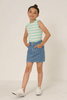 Girls Houndstooth Print Denim Skirt