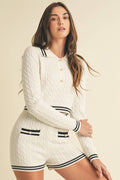 Cable-knitted Sweater top