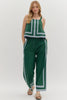 Solid Block Color Green Pant Set