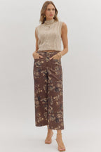 Floral pattern mid-rise ankle-length pants