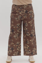 Floral pattern mid-rise ankle-length pants