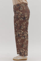 Floral pattern mid-rise ankle-length pants