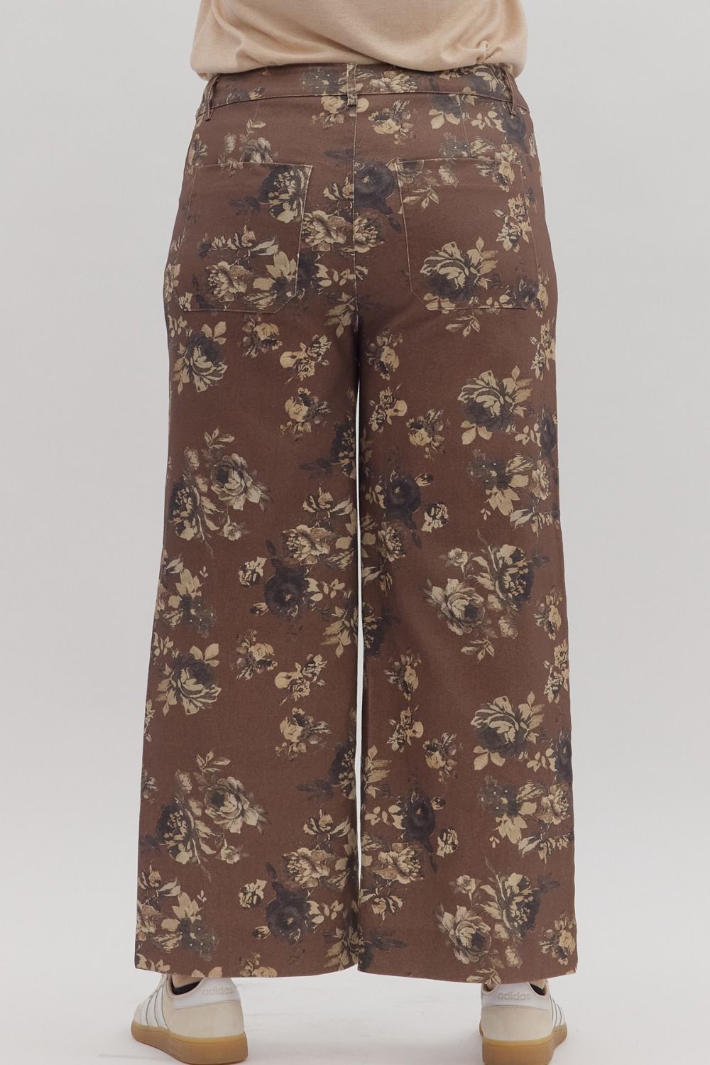 Floral pattern mid-rise ankle-length pants