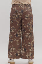 Floral pattern mid-rise ankle-length pants