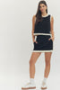 Solid sleeveless Skirt Set