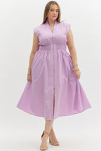 Solid Lavender V-neck Sleeveless Midi - Little Jill & Co.