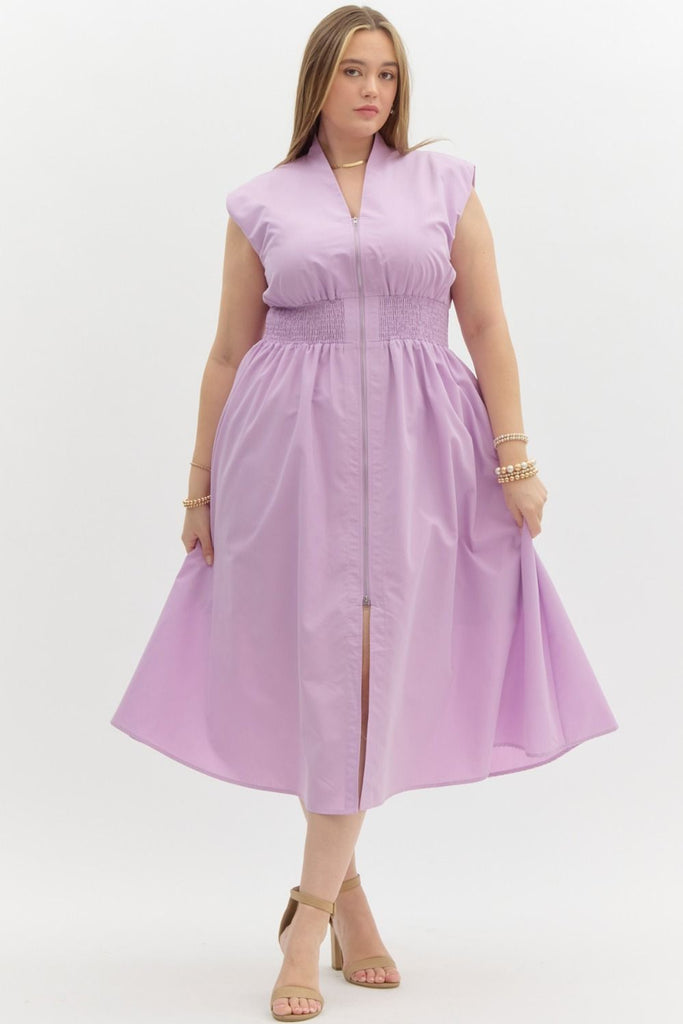 Solid Lavender V-neck Sleeveless Midi - Little Jill & Co.