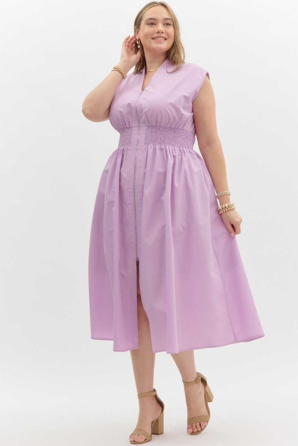 Solid Lavender V-neck Sleeveless Midi - Little Jill & Co.