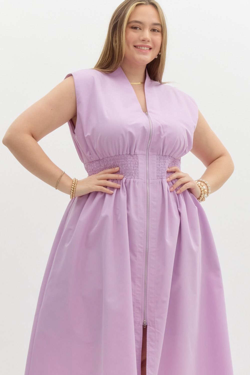 Solid Lavender V-neck Sleeveless Midi - Little Jill & Co.
