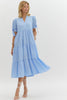 Solid textured tiered pullover midi dress