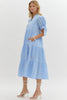 Solid textured tiered pullover midi dress