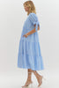 Solid textured tiered pullover midi dress