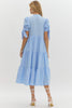 Solid textured tiered pullover midi dress
