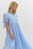 Solid textured tiered pullover midi dress