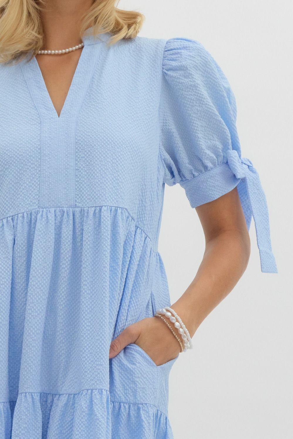 Solid textured tiered pullover midi dress