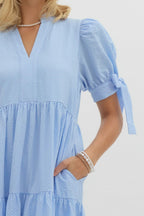 Solid textured tiered pullover midi dress