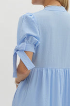 Solid textured tiered pullover midi dress