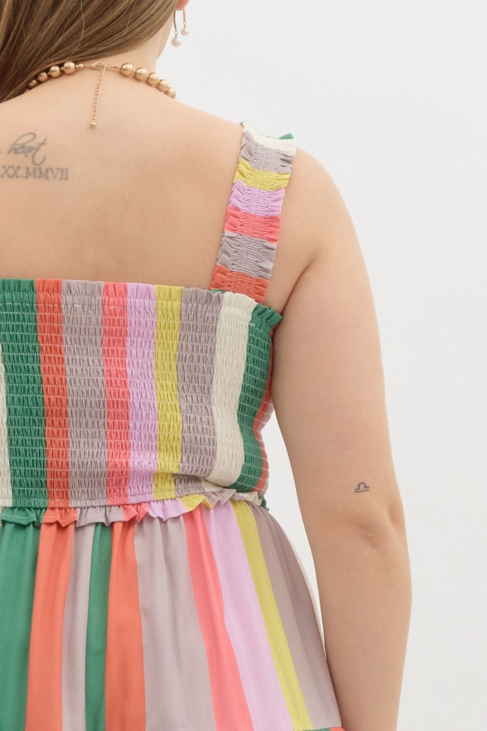 Multicolor striped tier midi dress - Little Jill & Co.
