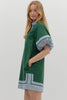 Solid contrast lantern sleeves mini dress