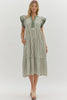 Stripe pattern tiered ruffle dress
