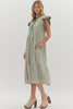 Stripe pattern tiered ruffle dress