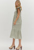 Stripe pattern tiered ruffle dress