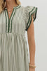 Stripe pattern tiered ruffle dress