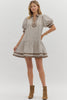 stripe pattern puff sleeve mini