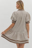 stripe pattern puff sleeve mini