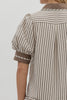 stripe pattern puff sleeve mini
