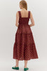 Burgundy Floral Print Pullover Tiered Midi Dress