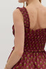 Burgundy Floral Print Pullover Tiered Midi Dress