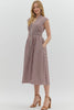 Gingham pattern V-neck sleeveless midi dress