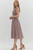 Gingham pattern V-neck sleeveless midi dress