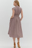 Gingham pattern V-neck sleeveless midi dress
