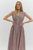 Gingham pattern V-neck sleeveless midi dress