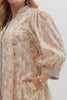 Floral print roll-up band short sleeve